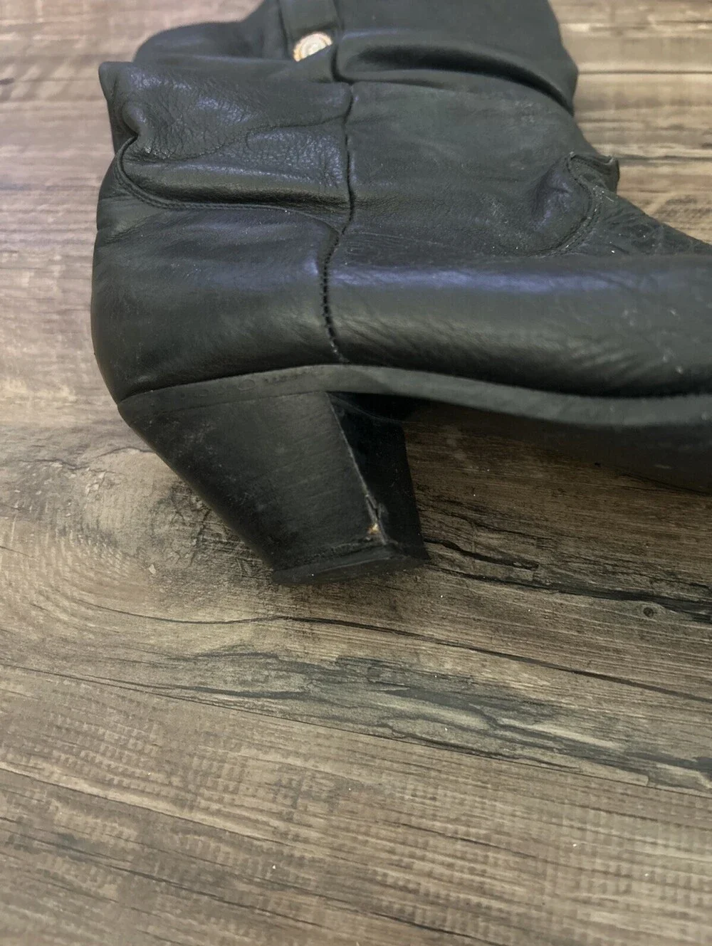 Dingo Women’s Vintage Black Leather Mid-Calf Slouchy Boots Sz 10